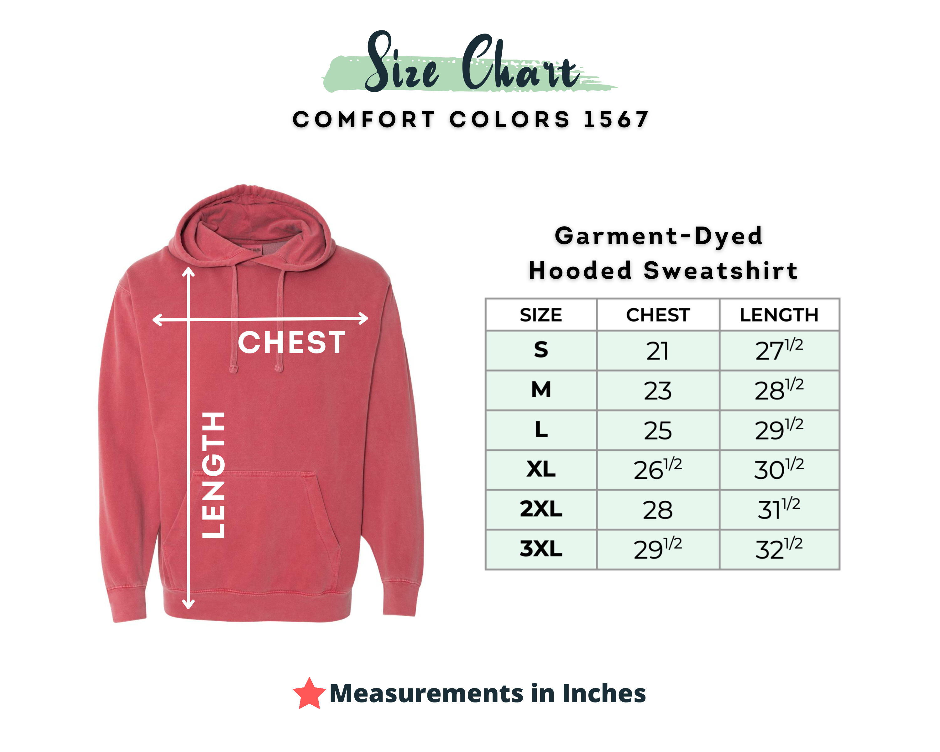 Comfort colors hoodie 2025 sizing