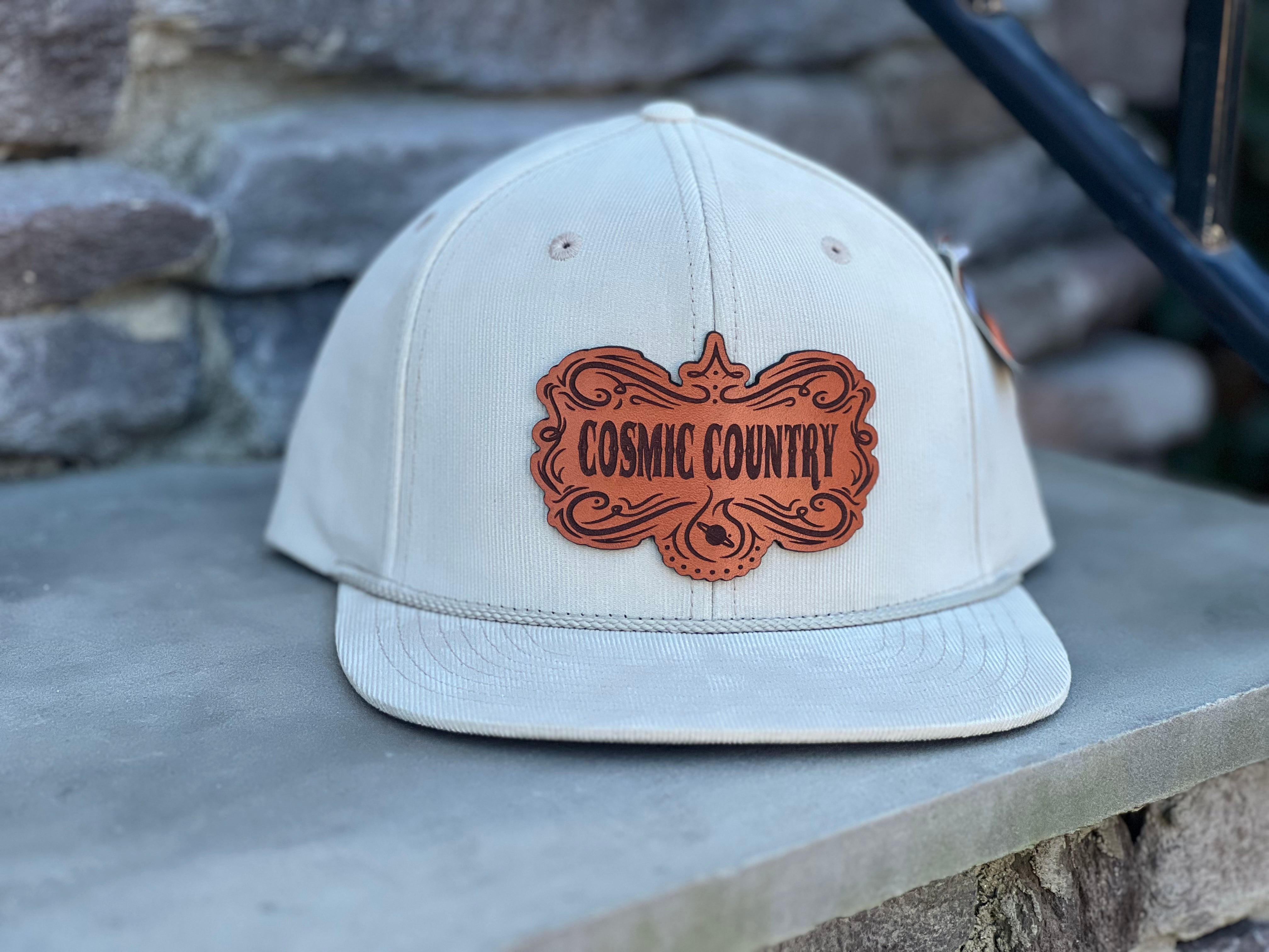 Cosmic Country Leather Patch Hat Tan - Richardson 253 Timberline Corduroy Cap / Center
